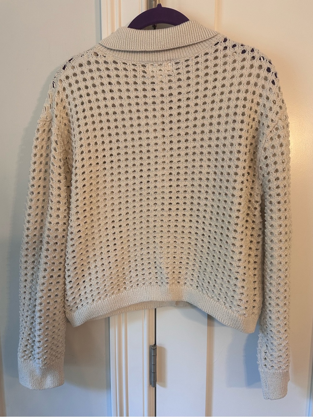 H&M Open-Knit Button Cardigan in Cream - Picture 4 of 9